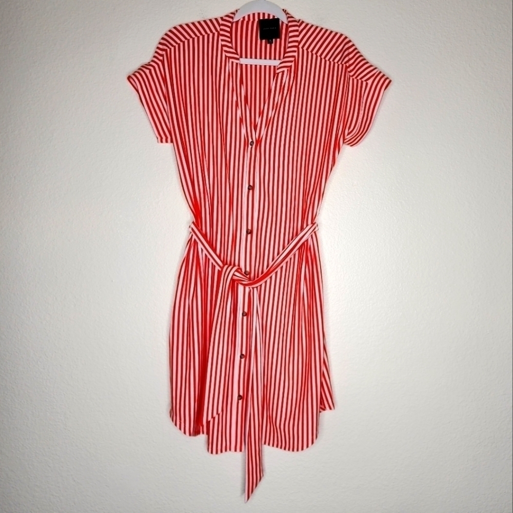 Alex Marie Orange Striped Shirt Dress M